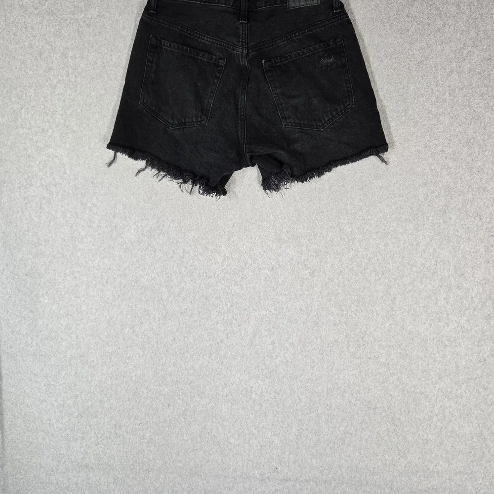 Aeropostale Women Shorts 10 Black Denim 90S High Rise Cut-Off Grunge Frayed 3